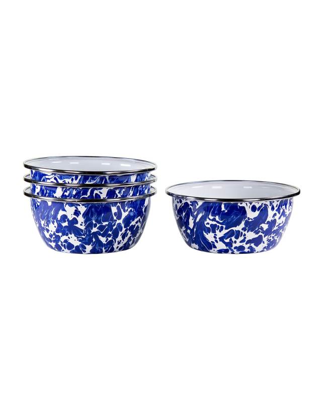 Cobalt Swirl Salad Bowls, Set of 4